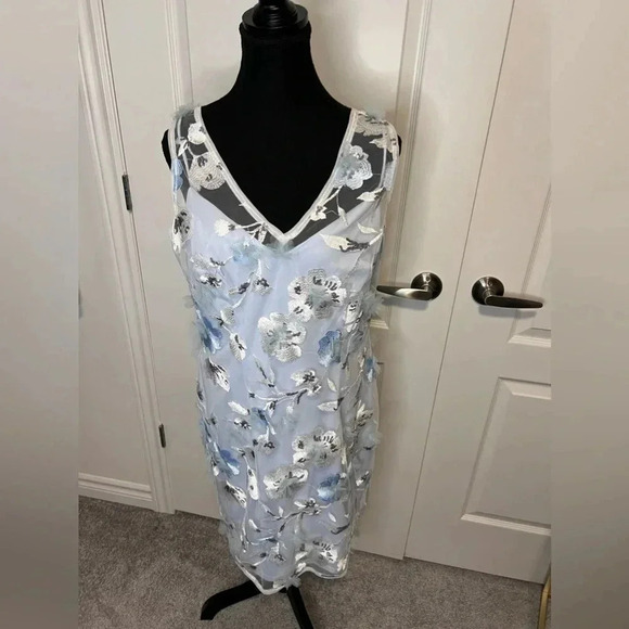 Adrianna Papell | Floral Embroidery Sheath Dress | Size 14 - Picture 3 of 10